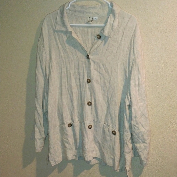 Vintage Nomadic Traders Cream Linen Blend Button Down Light Weight Jacke… - Picture 1 of 6